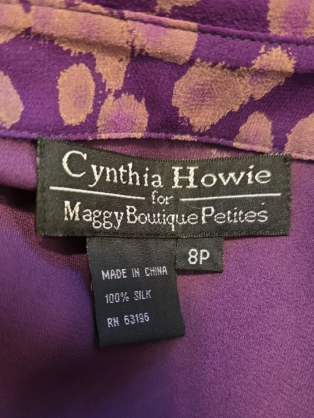 Cynthia Howie Vintage y2K 100% Silk Purple Printed Pencil Skirt Set Womens 8P